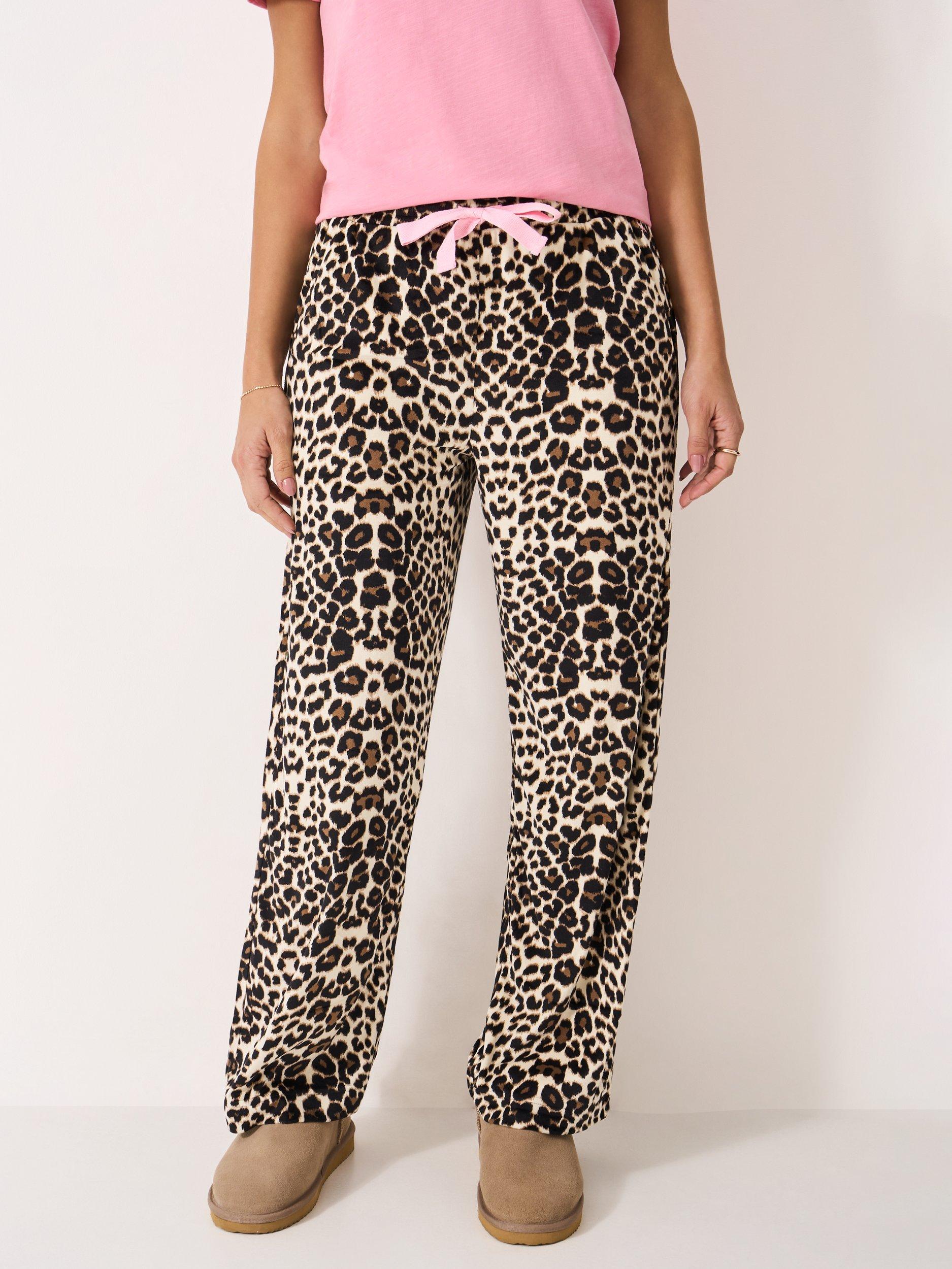 Product image 3 of 5, which shows Crew Clothing Leopard Print Pyjama Bottoms, Nude, L