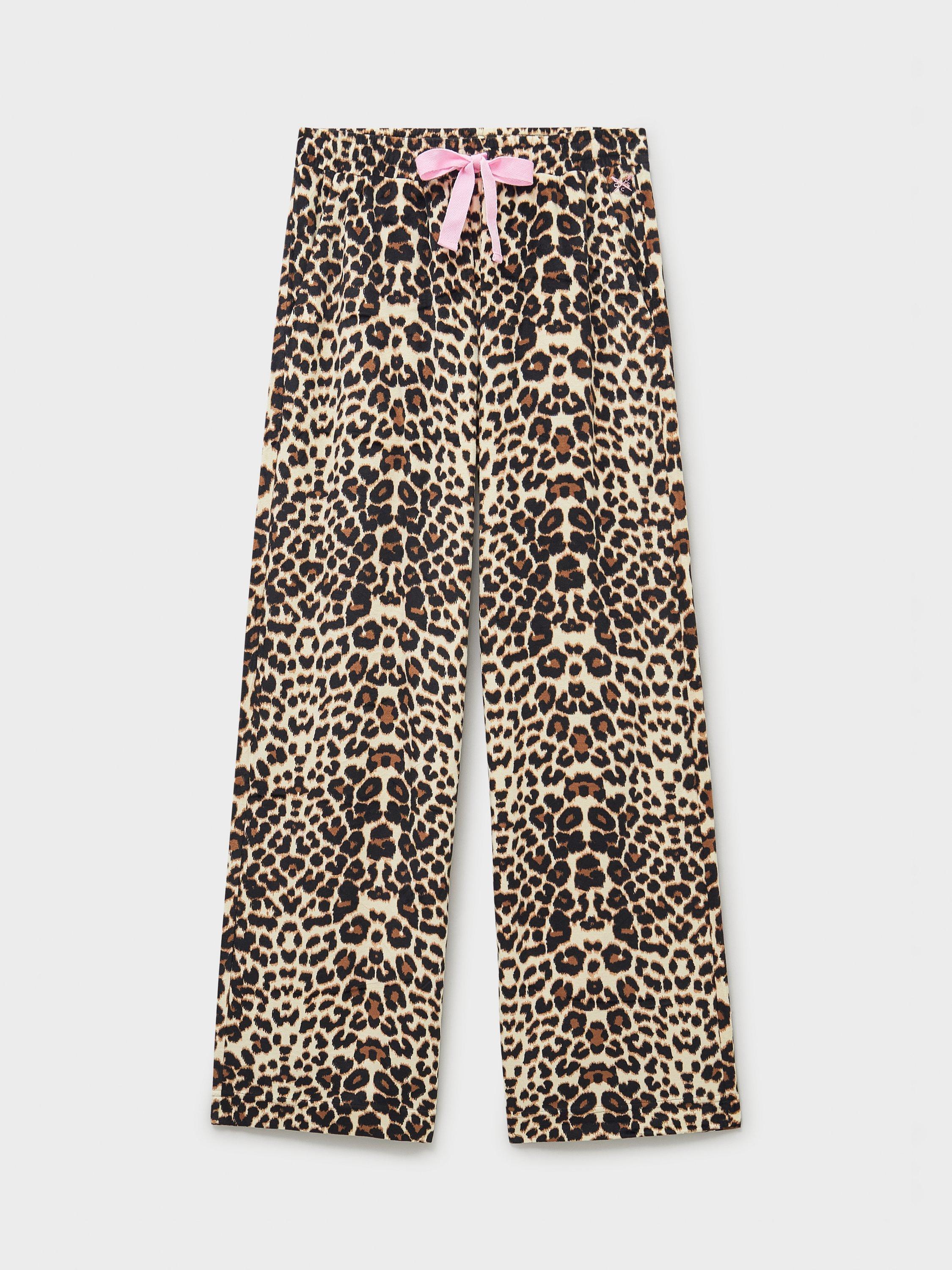 Product image 5 of 5, which shows Crew Clothing Leopard Print Pyjama Bottoms, Nude, L
