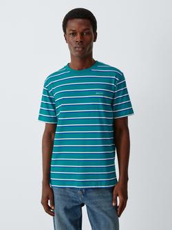 GANT Cotton Striped T-Shirt, Aqua Blue, Aqua Blue