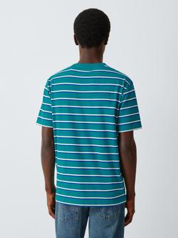 GANT Cotton Striped T-Shirt, Aqua Blue - view 2, Aqua Blue
