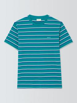 GANT Cotton Striped T-Shirt, Aqua Blue, Aqua Blue