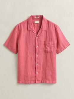 GANT Linen Dyed Short Sleeve Shirt, Rose Pink, Rose Pink