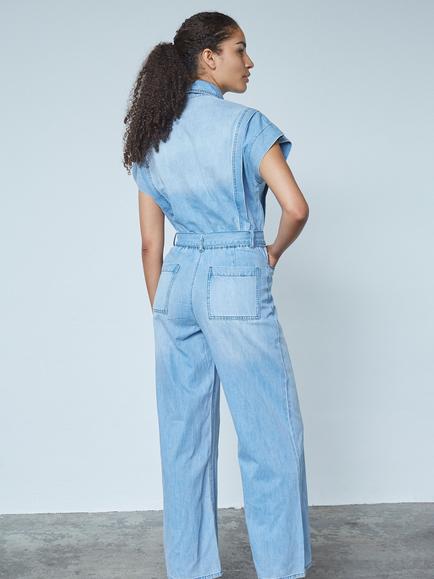 Sisters Point Feba Denim Jumpsuit, Light Blue - view 2, Light Blue