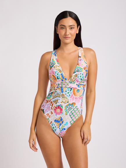 Seafolly Beach Boheme Cross Back Swimsuit, Parfait Pink, Parfait Pink