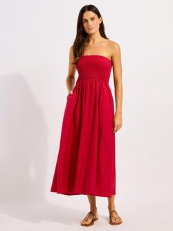 Seafolly Shirred Waist Midi Skirt, Cosmo Red, Cosmo Red