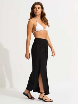 Seafolly Shirred Waist Wrap Trousers, Black - view 2, Black
