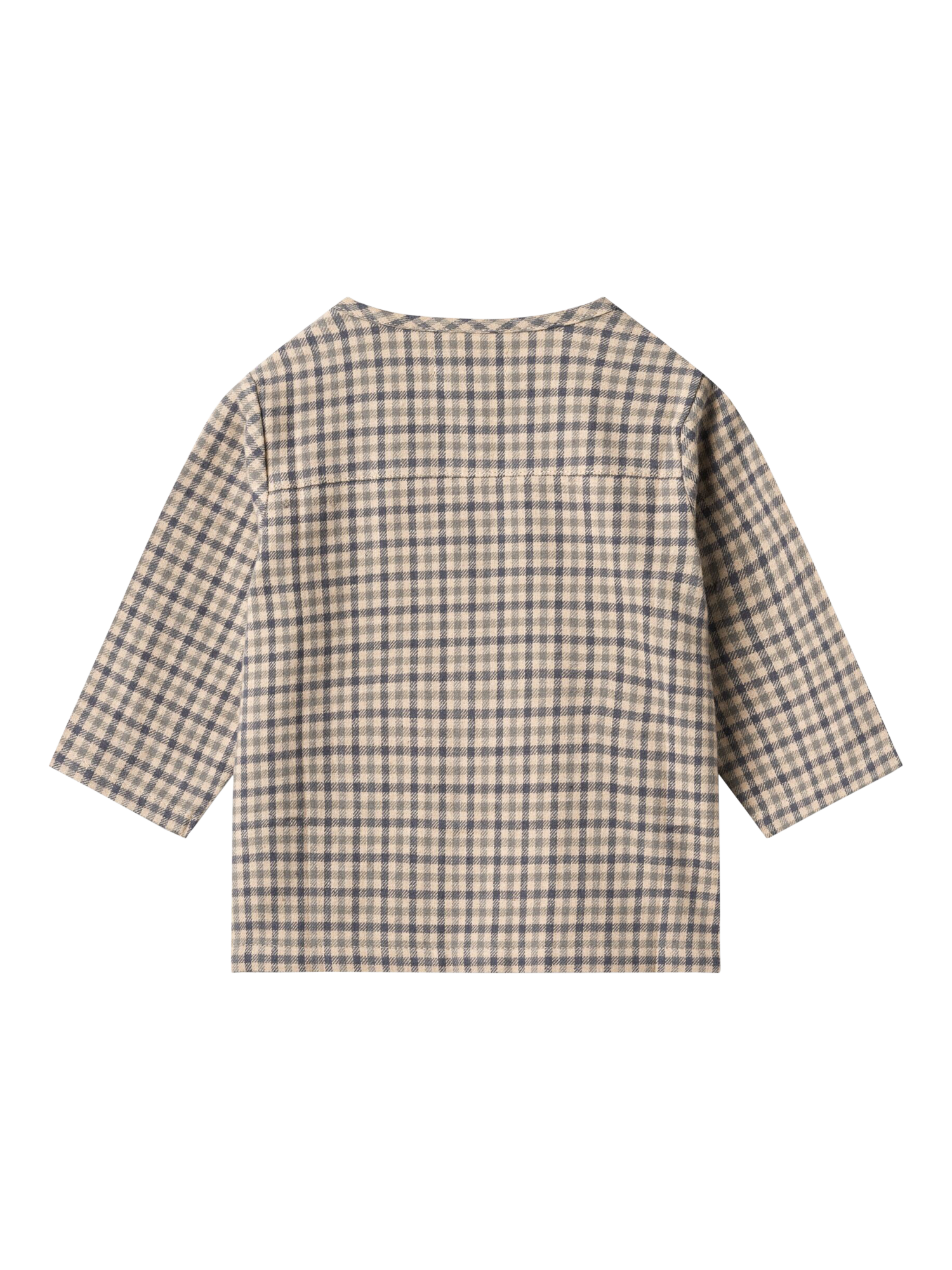 Product image 2 of 2, which shows WHEAT Baby Cotton Long Sleeved Checked Shirt, Blue/Multi, 3 months