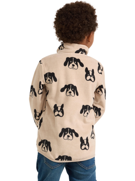 Lindex Kids' Dog Print Zip-Up Fleece, Dusty Beige - view 2, Dusty Beige