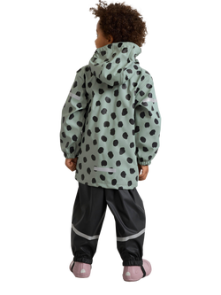 Lindex Kids' Spot Print Windproof & Waterproof Rain Jacket, Light Dusty Green - view 2, Light Dusty Green