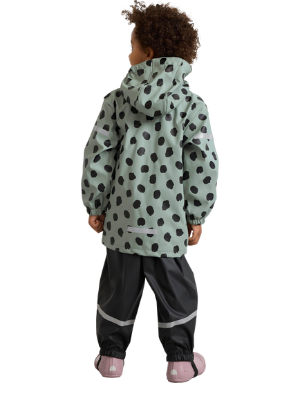 Lindex Kids' Spot Print Windproof & Waterproof Rain Jacket, Light Dusty Green - view 2, Light Dusty Green