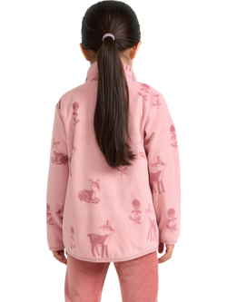 Lindex Kids' Flower & Deer Print Zip-Up Fleece, Dusty Pink - view 2, Dusty Pink