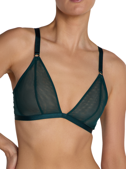 Heist The Anna Sheer Mesh Triangle Bralette, Dark Teal, Dark Teal