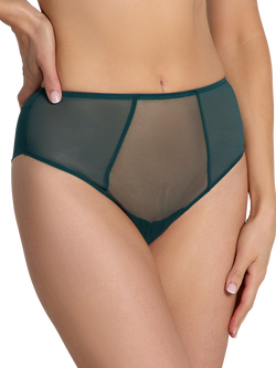 Heist The Anna Sheer Mesh High Waist Knickers, Dark Teal, Dark Teal
