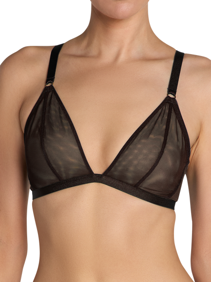 Heist The Anna Sheer Mesh Triangle Bralette, Black, Black