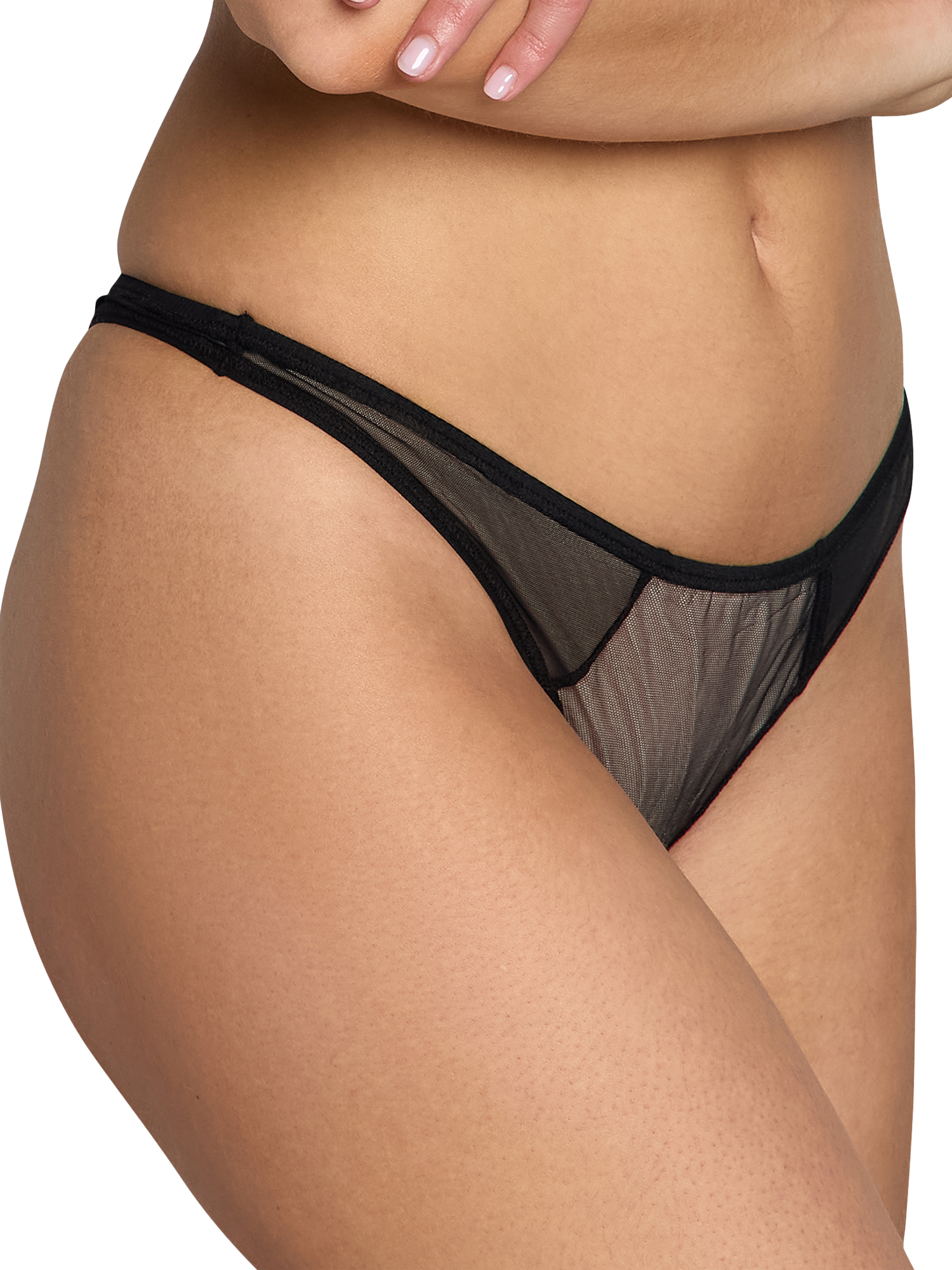 Product image 3 of 4, which shows Heist The Anna Sheer Mesh Thong, Black, XS