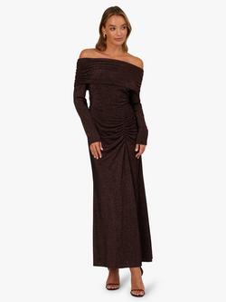 Adrianna By Adrianna Papell Metallic Knit Maxi Dress, Chocolate, Chocolate