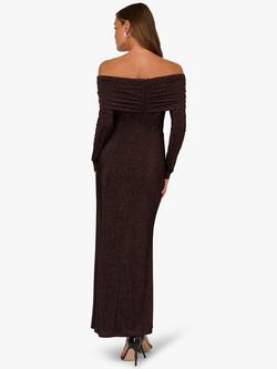 Adrianna By Adrianna Papell Metallic Knit Maxi Dress, Chocolate - view 2, Chocolate