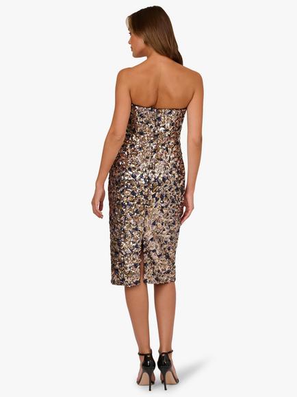 Adrianna By Adrianna Papell Strapless Sequin Midi Dress, Multi - view 2, Multi