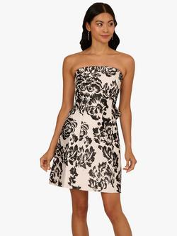 Adrianna Papell Mikado Strapless Dress, Ivory/Black, Ivory/Black