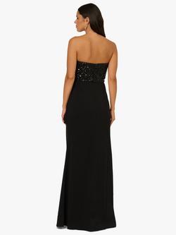 Adrianna Papell Beaded Mesh Strapless Dress, Black - view 2, Black