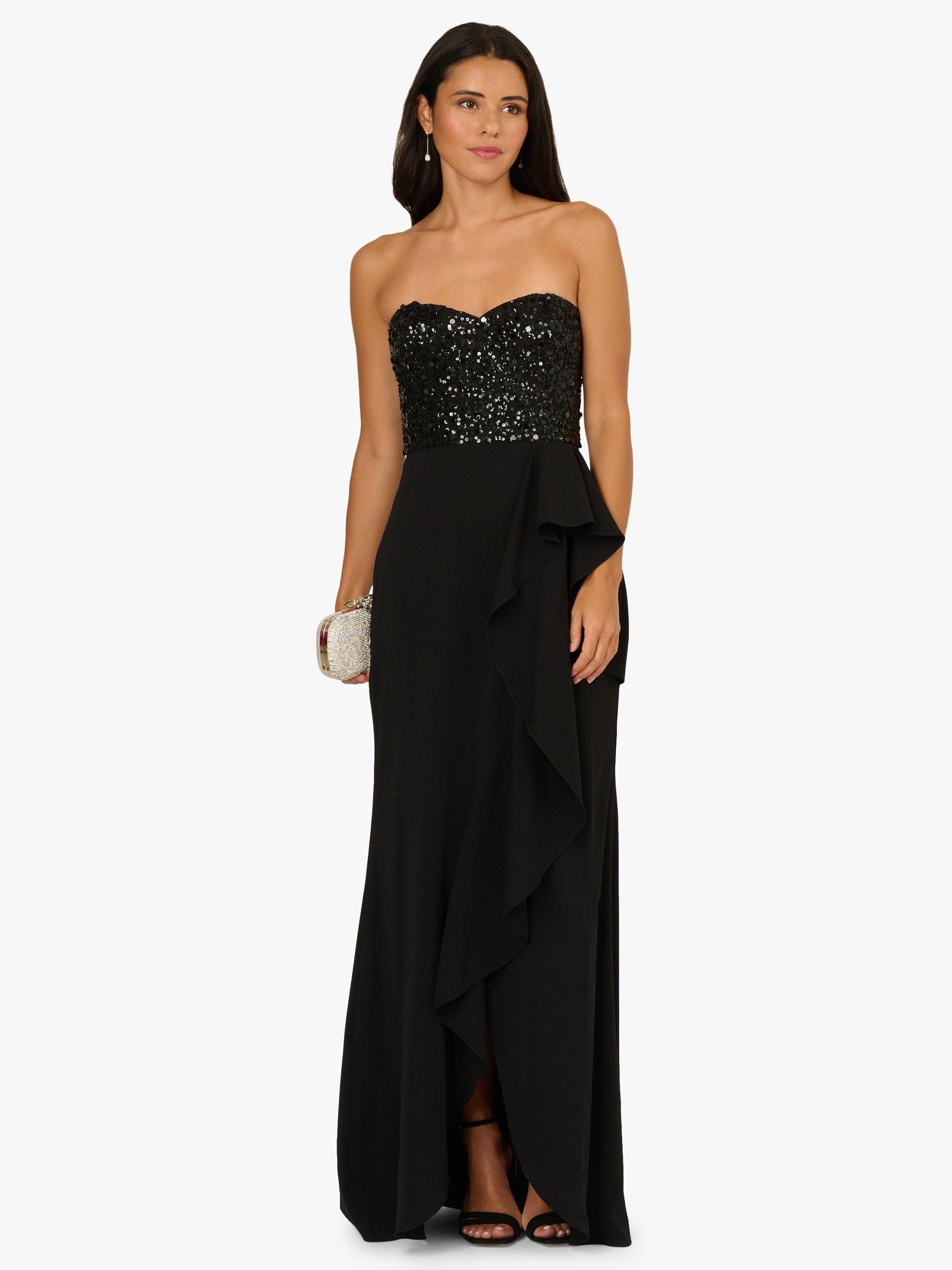 Product image 3 of 6, which shows Adrianna Papell Beaded Mesh Strapless Dress, Black, 8