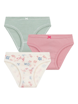 Petit Bateau Kids' Cotton Briefs, Pack of 3, Pink/Multi, Pink/Multi