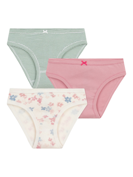 Petit Bateau Kids' Cotton Briefs, Pack of 3, Pink/Multi, Pink/Multi