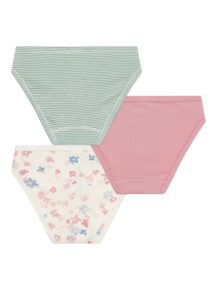 Petit Bateau Kids' Cotton Briefs, Pack of 3, Pink/Multi - view 2, Pink/Multi