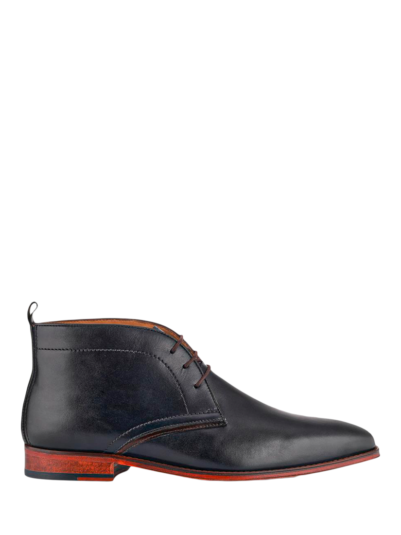 Product image 1 of 5, which shows Jones Bootmaker Giovanni Leather Wide Fit Chukka Boots, Navy, 5W