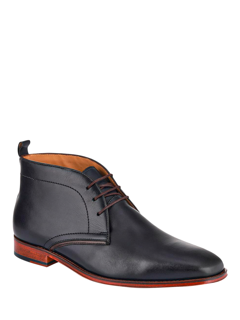Product image 2 of 5, which shows Jones Bootmaker Giovanni Leather Wide Fit Chukka Boots, Navy, 5W