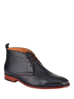 Jones Bootmaker Giovanni Leather Wide Fit Chukka Boots - view 2, Navy