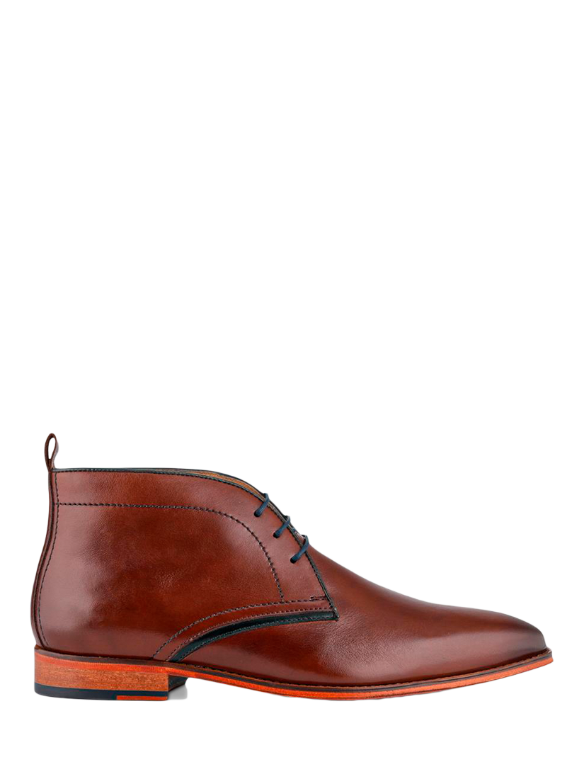 Product image 1 of 5, which shows Jones Bootmaker Giovanni Leather Wide Fit Chukka Boots, Chestnut, 5W