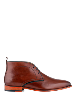 Jones Bootmaker Giovanni Leather Wide Fit Chukka Boots, Chestnut