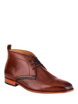 Jones Bootmaker Giovanni Leather Wide Fit Chukka Boots - view 2, Chestnut