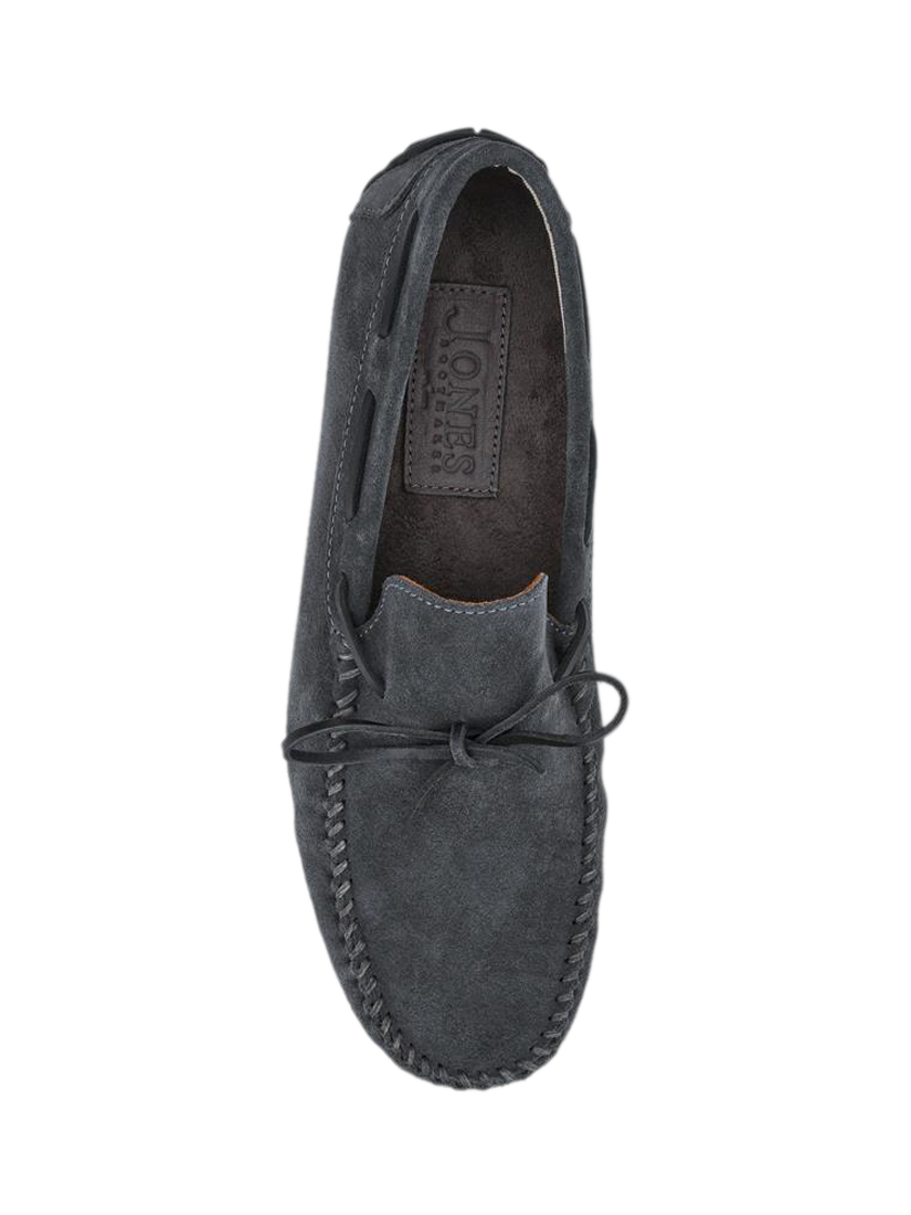 Product image 4 of 5, which shows Jones Bootmaker Zeke Leather Full Slippers, Charcoal, 6