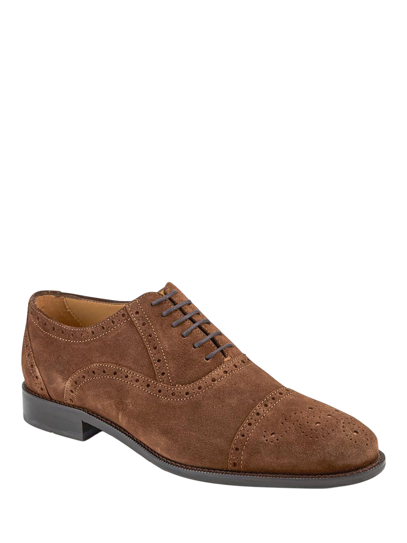 Product image 2 of 5, which shows Jones Bootmaker Maynard Suede Oxford Shoes, Navy Suede, Brown, 7