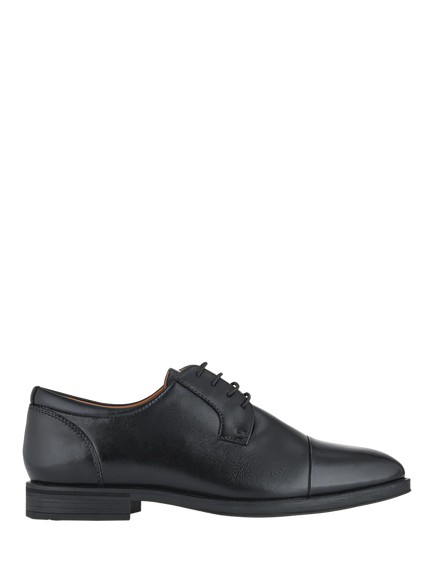 Jones Bootmaker Moore Leather Wide Fit Derby Shoes, Black, Black