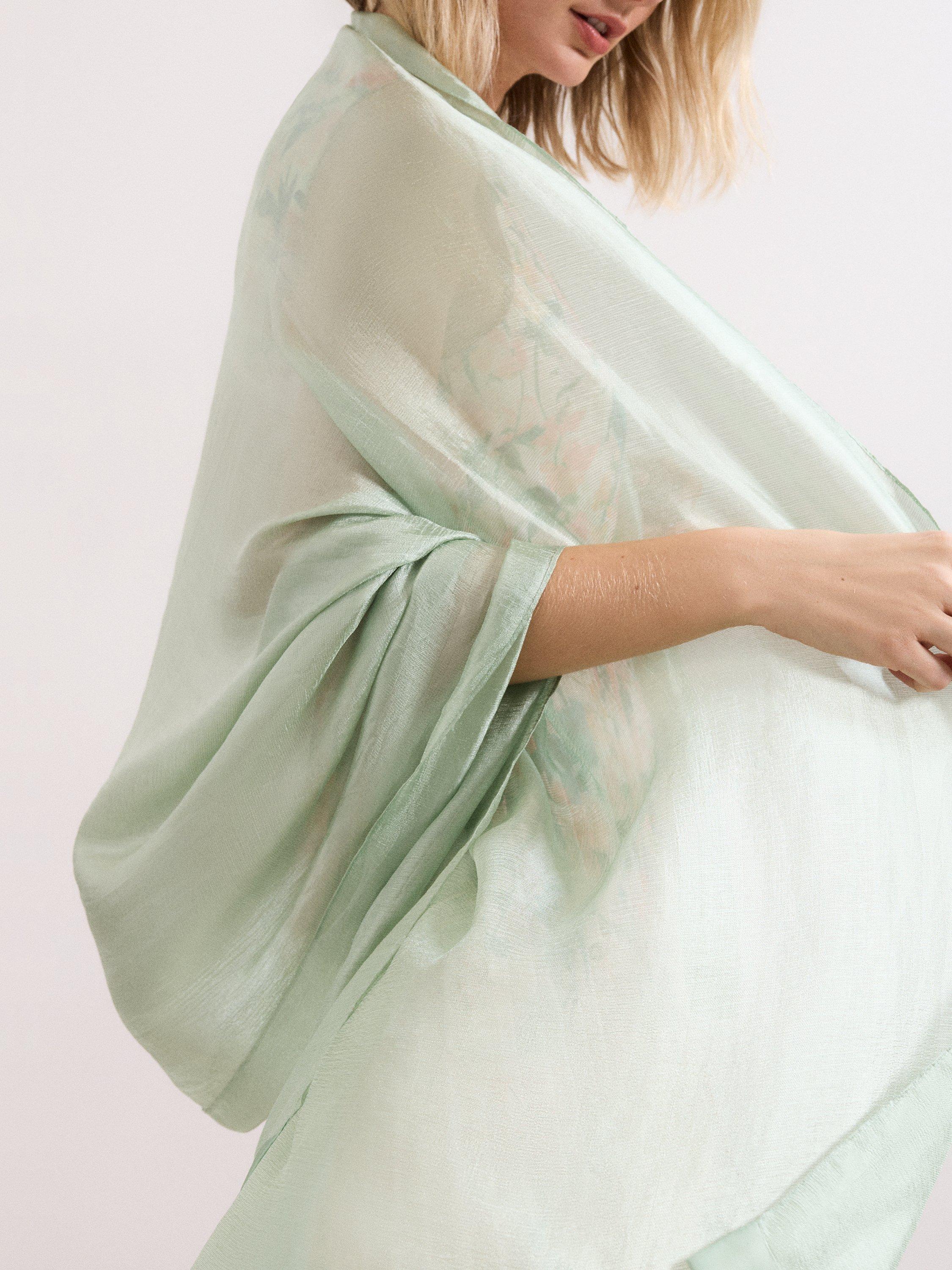 Product image 2 of 6, which shows Phase Eight Satin Trim Scarf, Pale Green, One Size