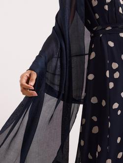 Phase Eight Satin Trim Scarf, Navy - view 2, Navy