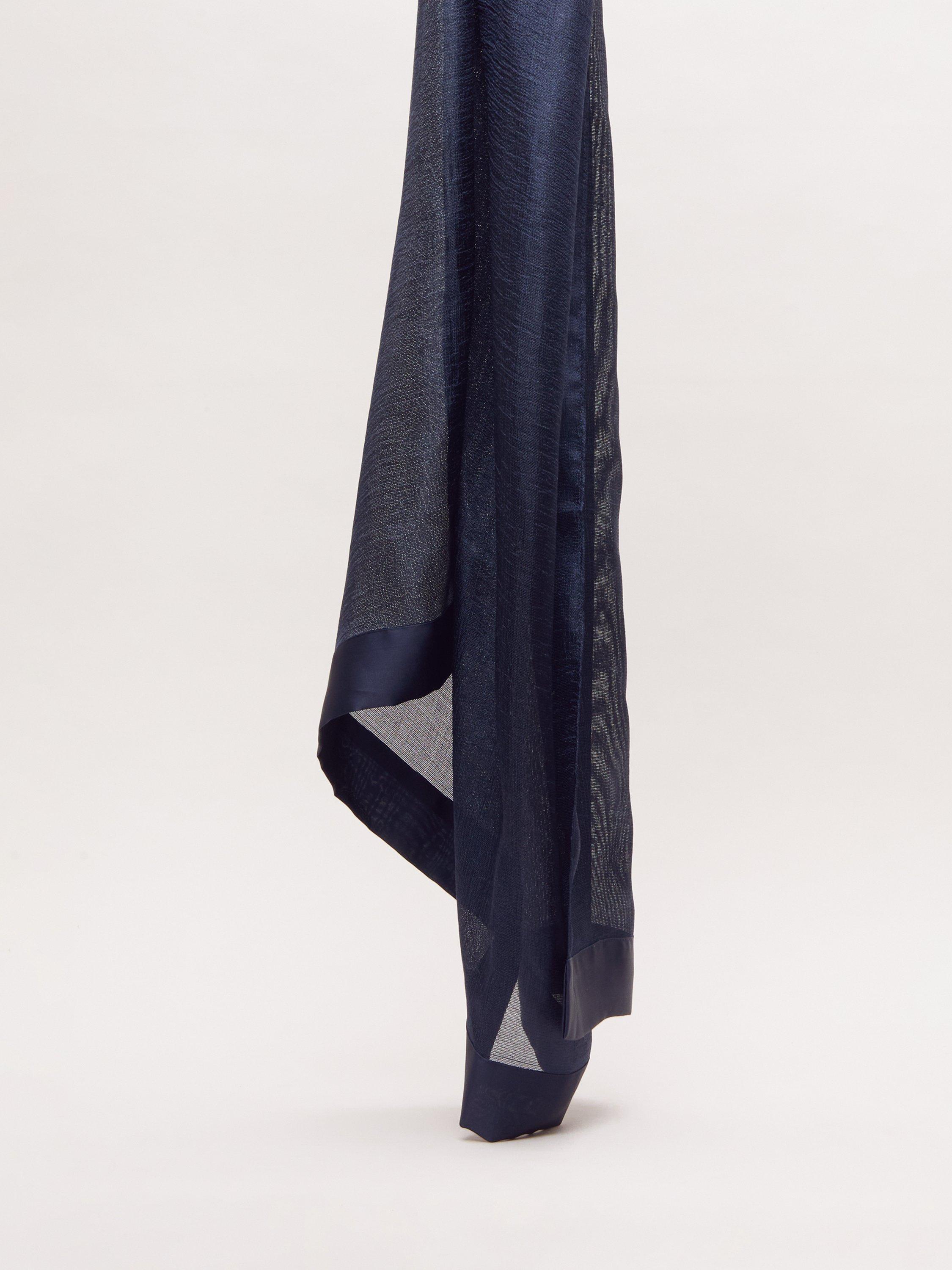 Product image 4 of 6, which shows Phase Eight Satin Trim Scarf, Navy, One Size