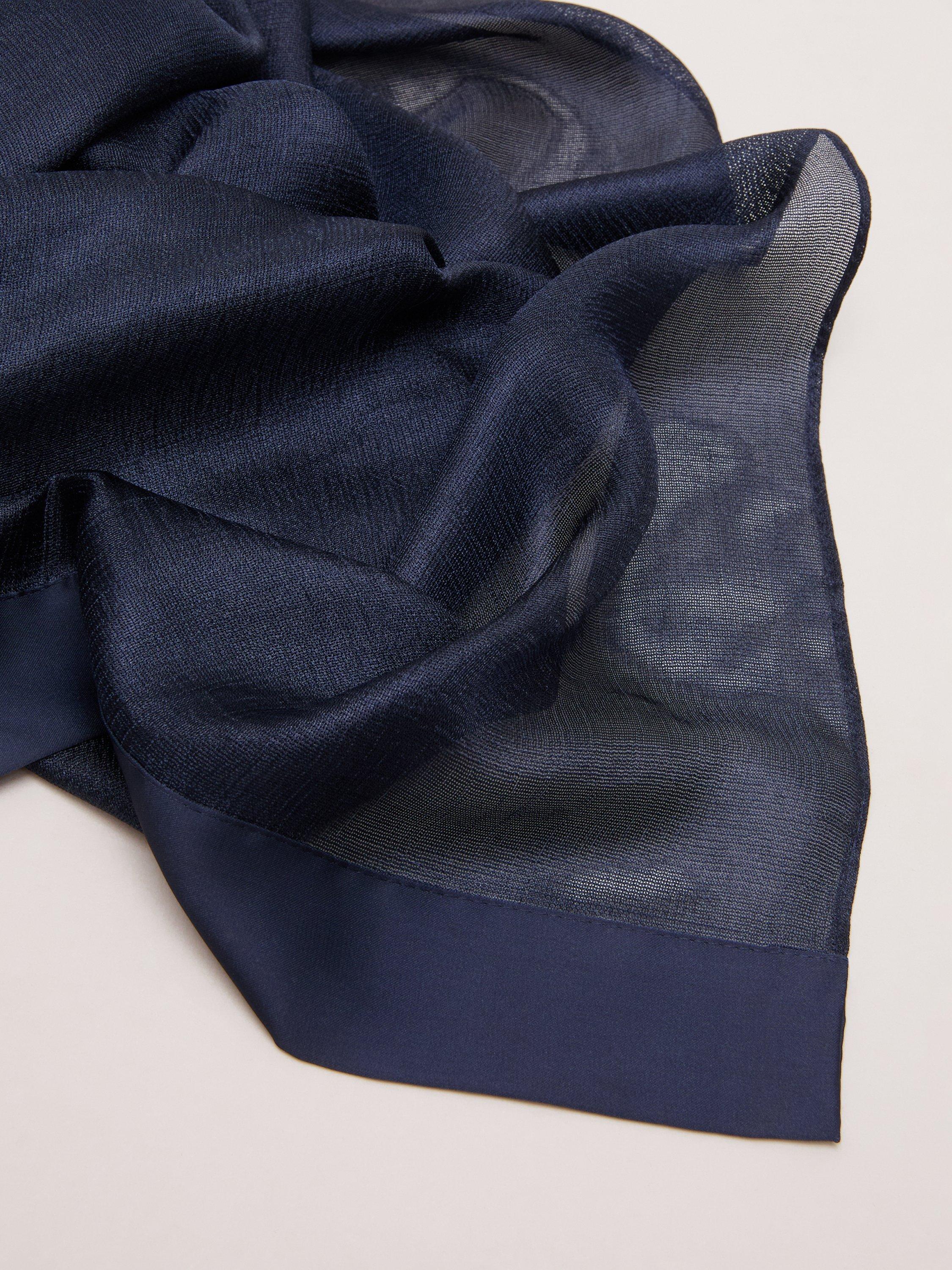 Product image 5 of 6, which shows Phase Eight Satin Trim Scarf, Navy, One Size
