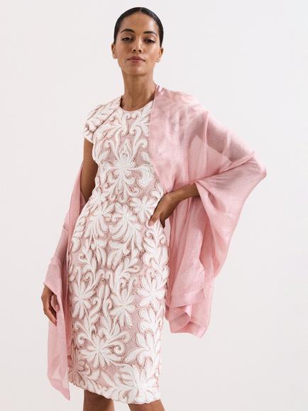 Phase Eight Satin Trim Scarf, Pale Pink