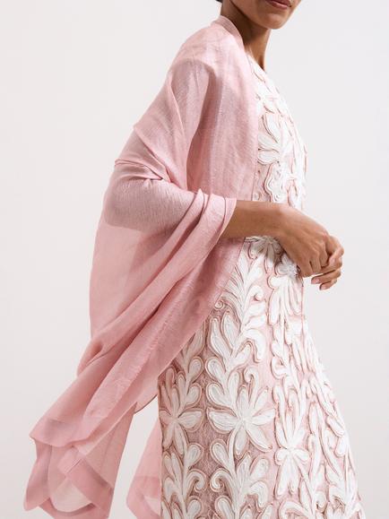 Phase Eight Satin Trim Scarf - view 2, Pale Pink