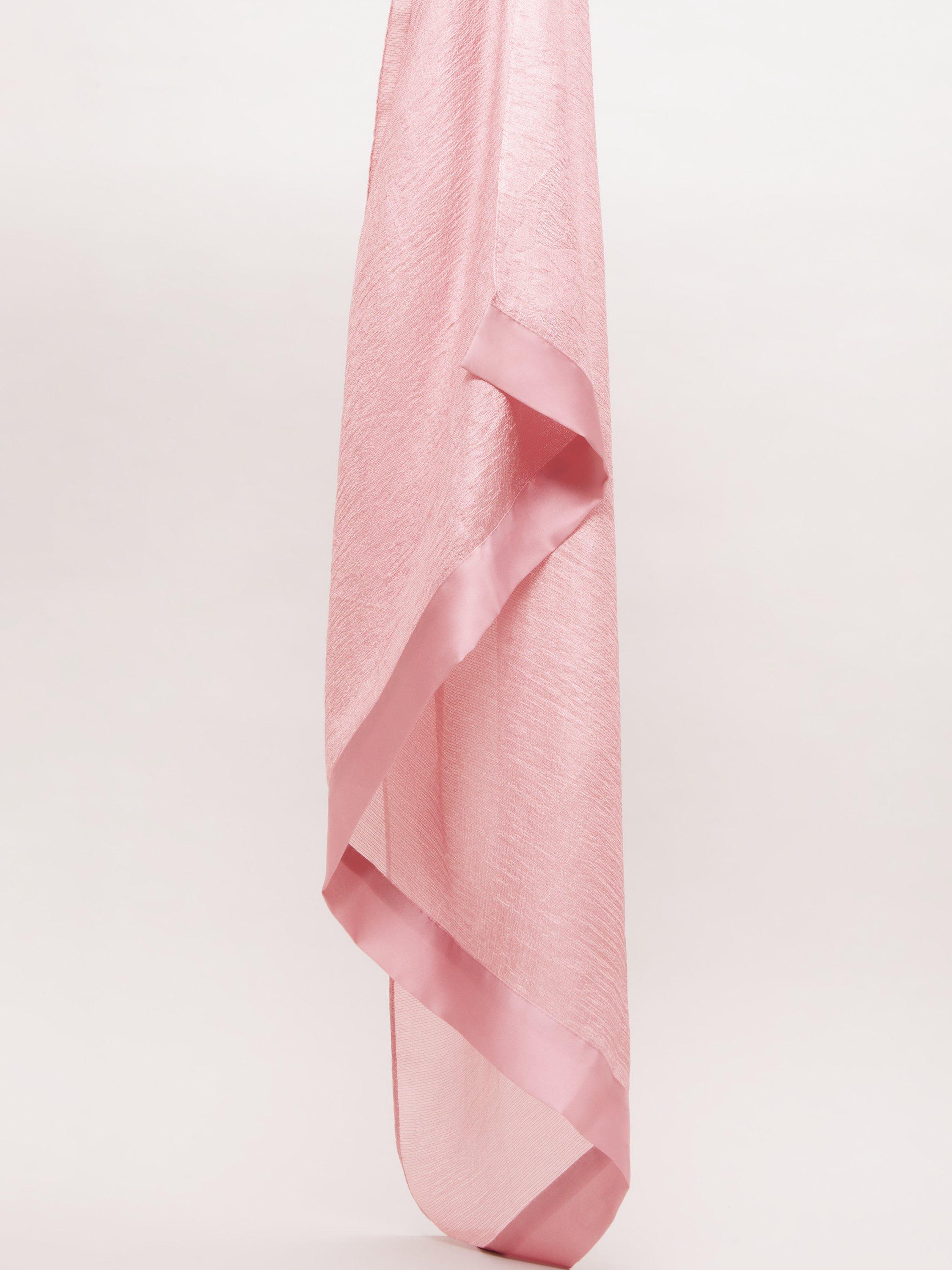 Product image 4 of 6, which shows Phase Eight Satin Trim Scarf, Pale Pink, One Size