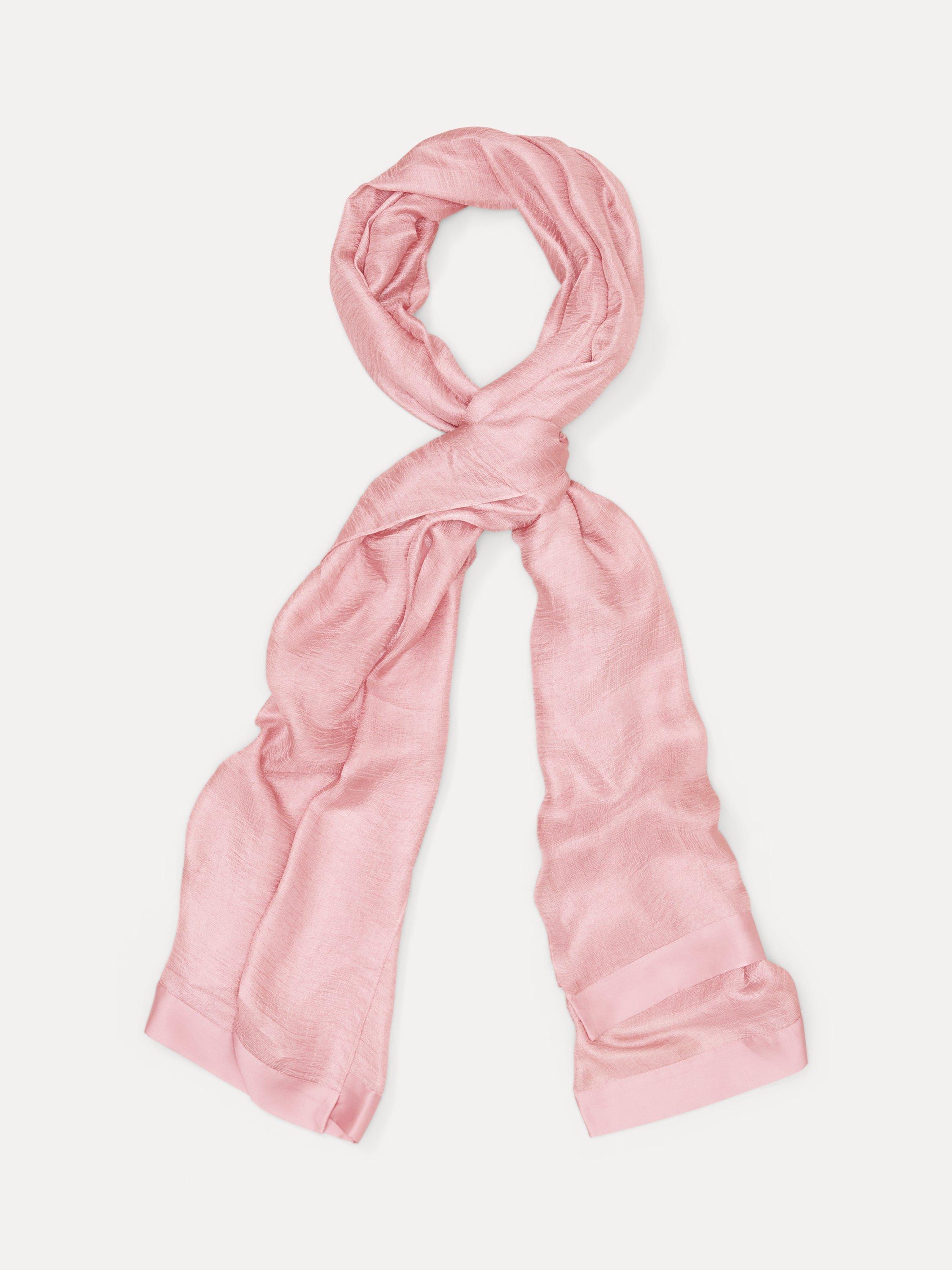 Product image 6 of 6, which shows Phase Eight Satin Trim Scarf, Pale Pink, One Size