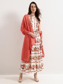 Phase Eight Satin Trim Scarf - view 2, Orange