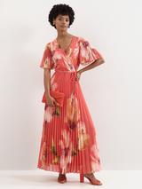 Phase Eight Abgail Floral Wrap Dress, Orange