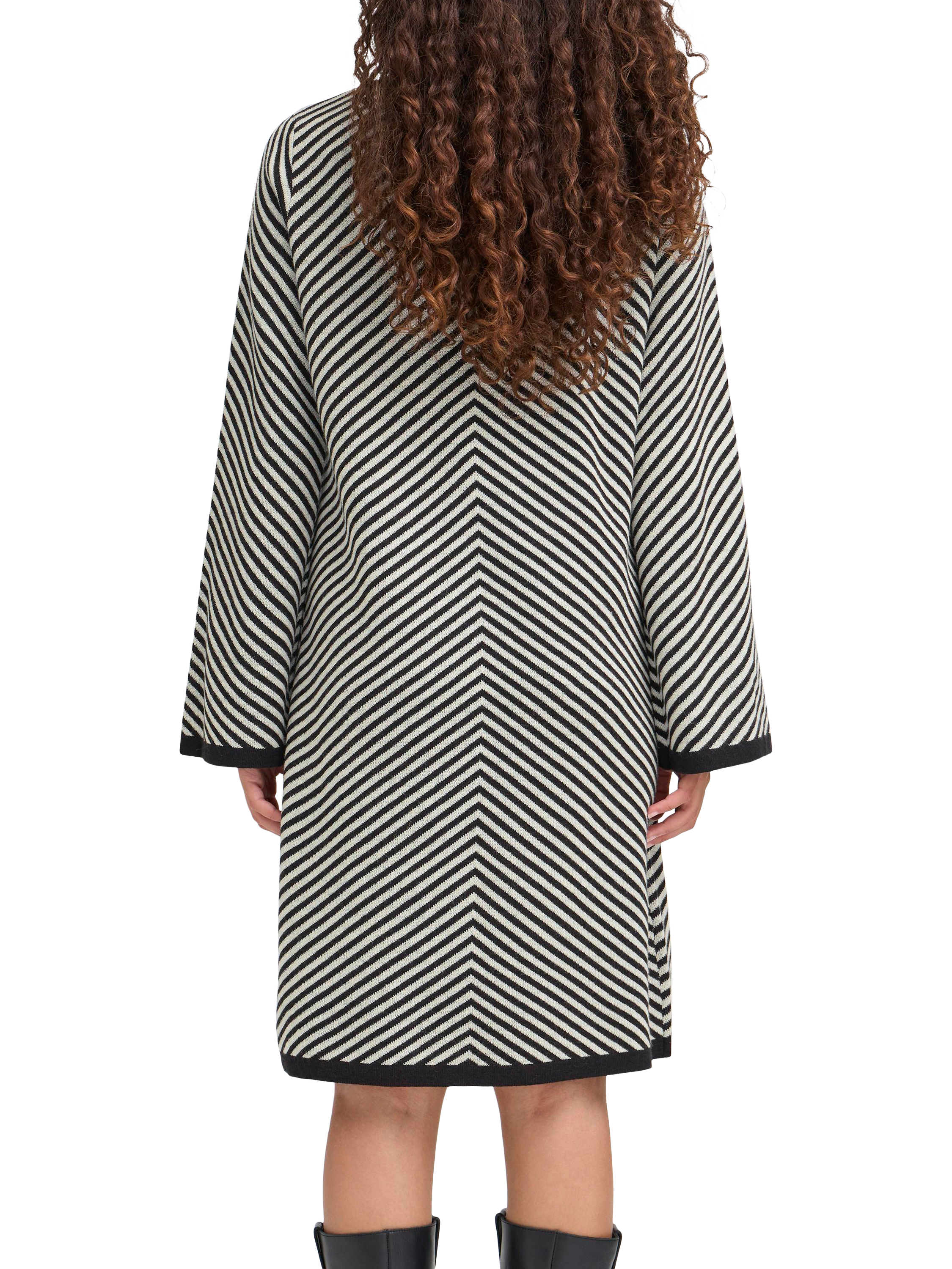 Product image 2 of 7, which shows ICHI Coranna Striped Mini Dress with Wool, Black, XS