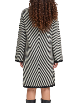 ICHI Coranna Striped Mini Dress with Wool, Black - view 2, Black