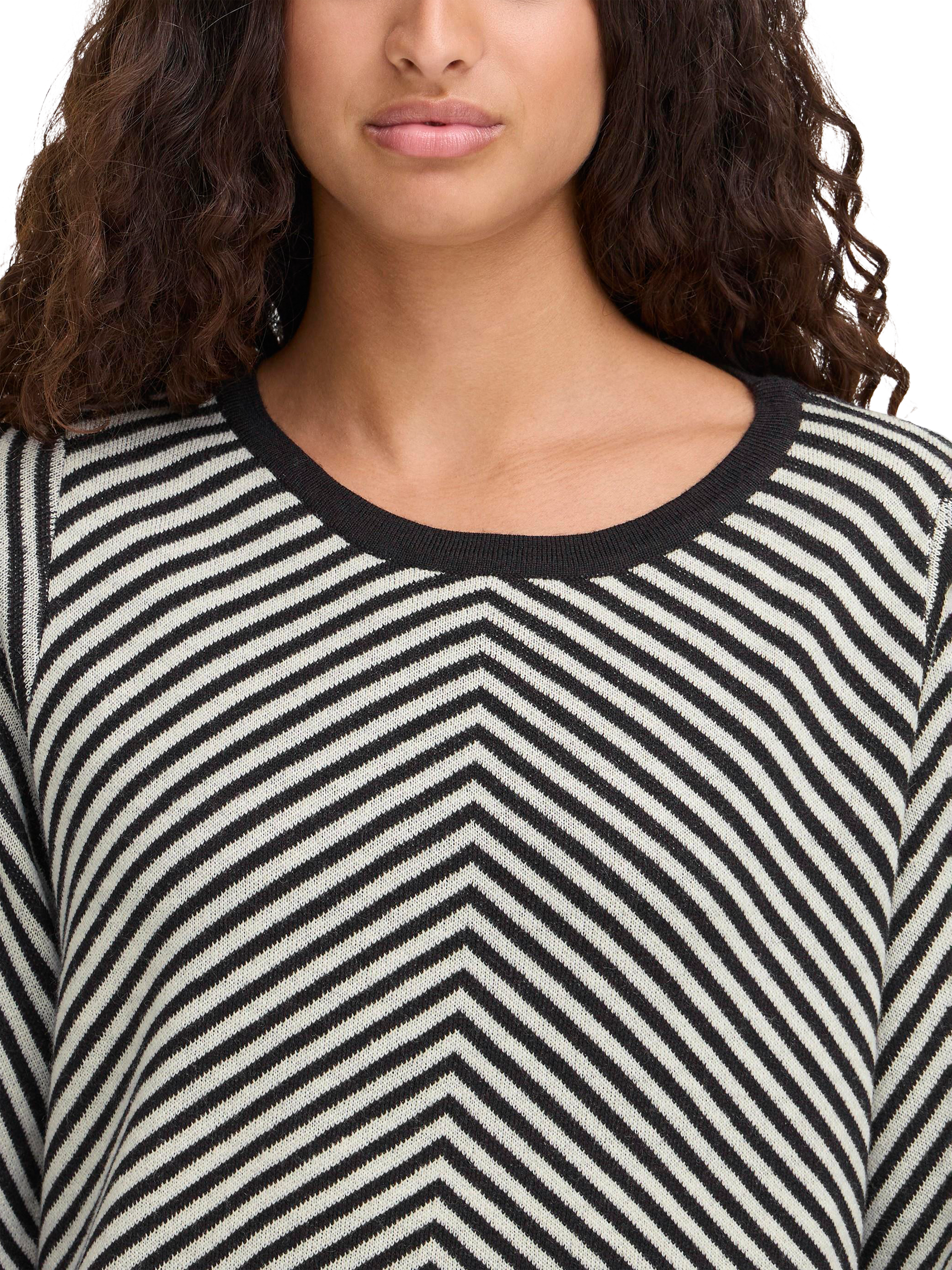 Product image 4 of 7, which shows ICHI Coranna Striped Mini Dress with Wool, Black, XS